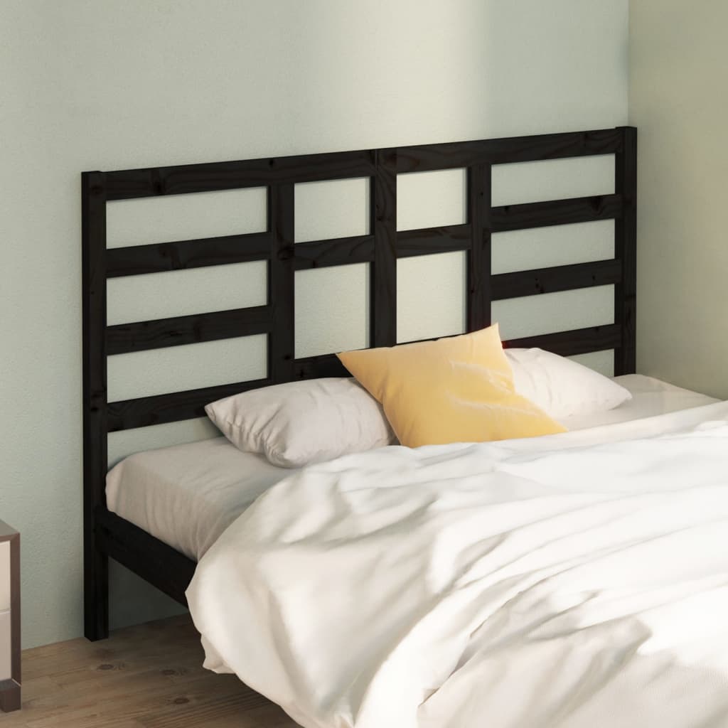 Bed Headboard Black 166x4x104 cm Solid Wood Pine
