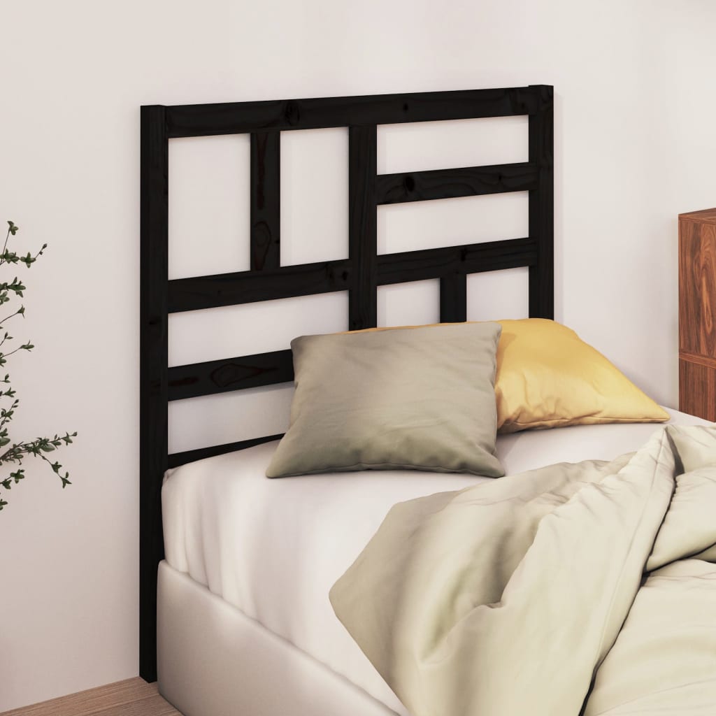 Bed Headboard Black 81x4x104 cm Solid Wood Pine