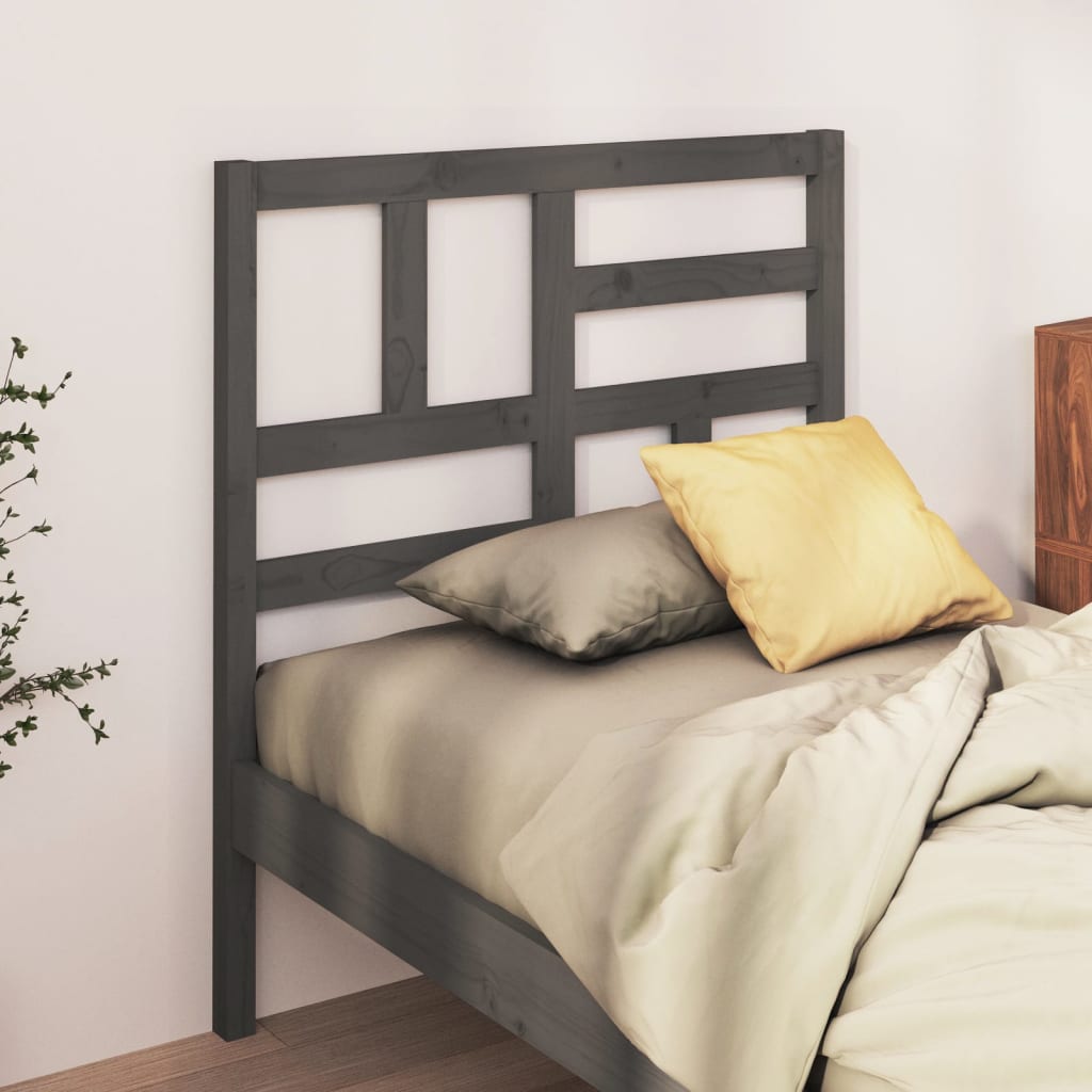 Bed Headboard Grey 106x4x104 cm Solid Wood Pine