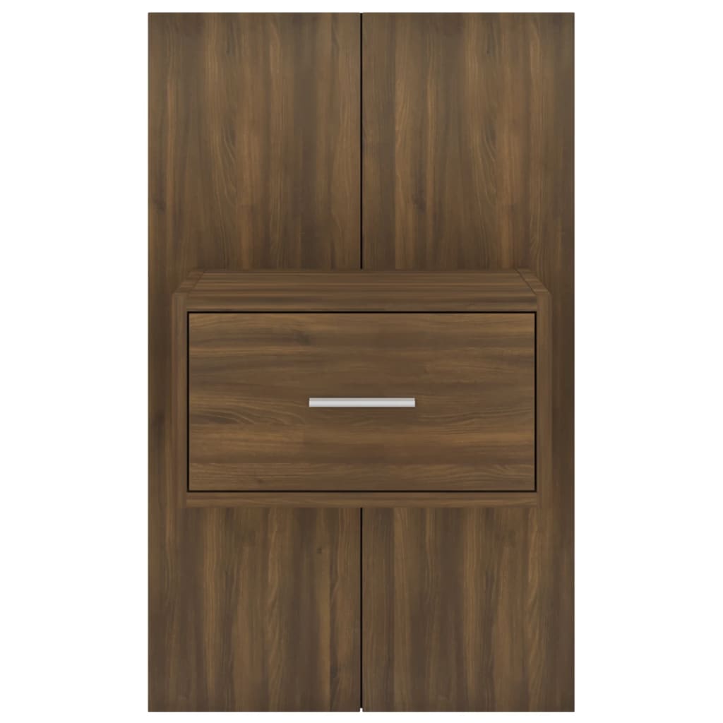 Wall-mounted Bedside Cabinet Brown Oak