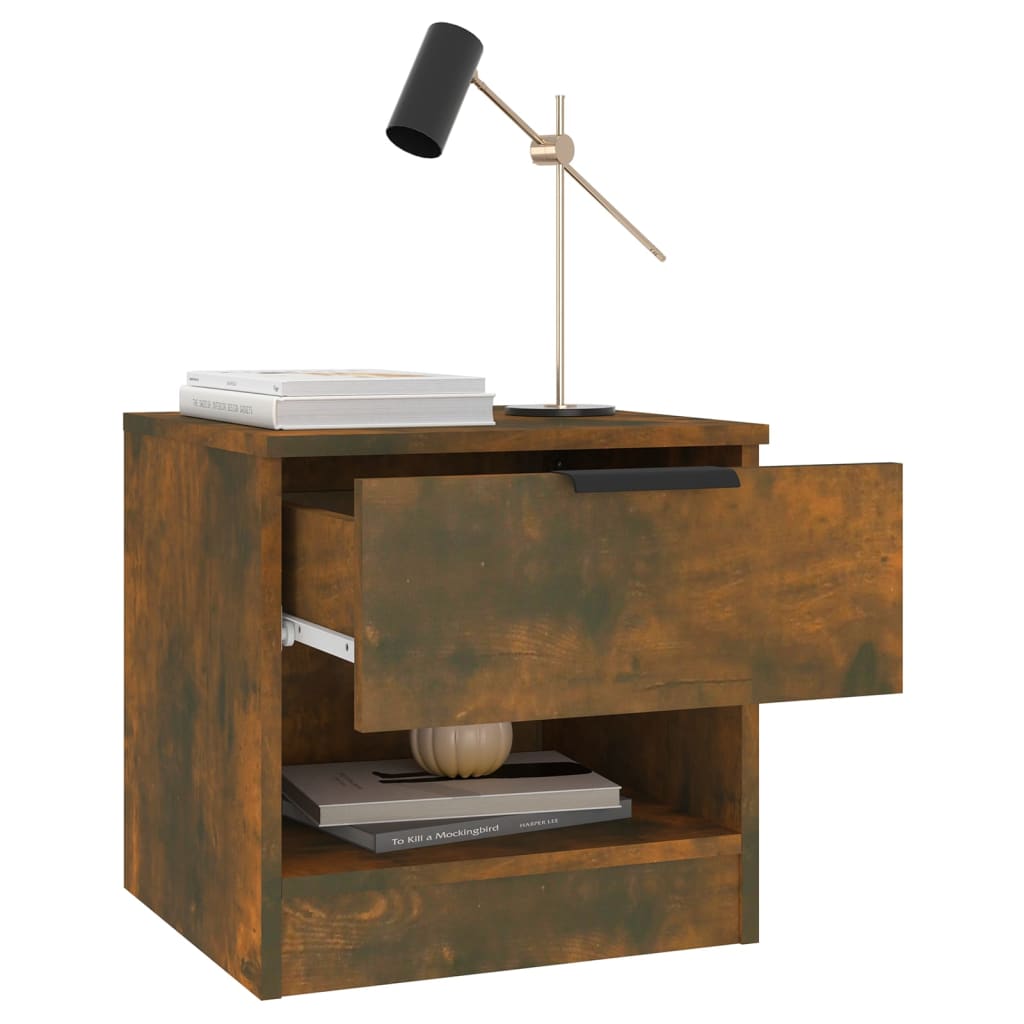 Bedside Cabinet Smoked Oak Engineered Wood