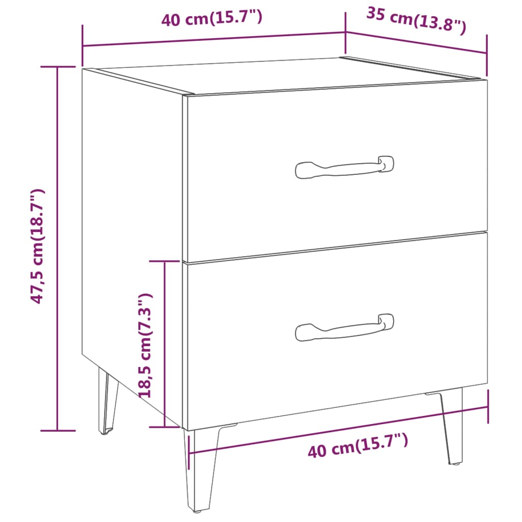Bedside Cabinets 2 pcs Brown Oak 40x35x47.5 cm