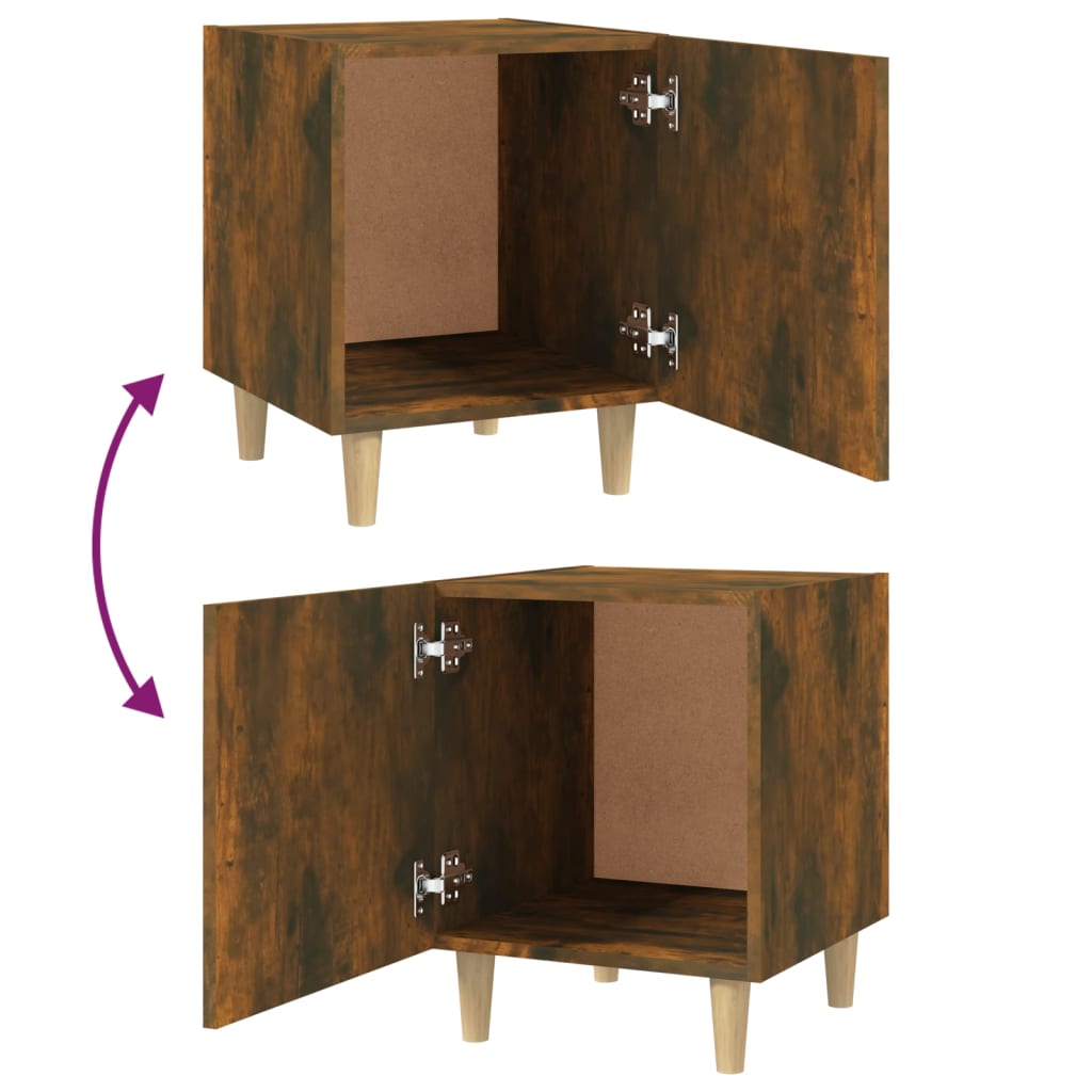 Bedside Cabinet Smoked Oak Engineered Wood