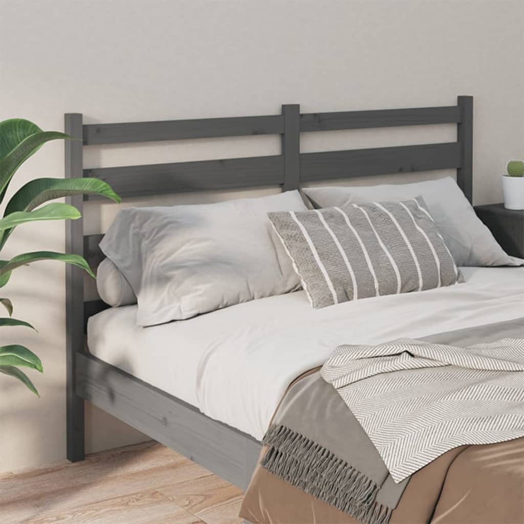 Bed Headboard Grey 126x4x100 cm Solid Wood Pine