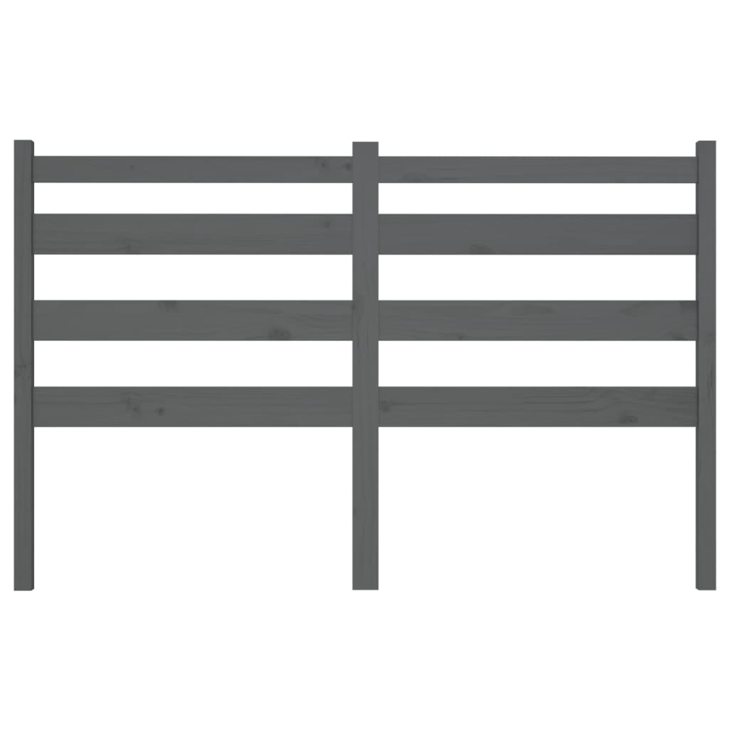 Bed Headboard Grey 146x4x100 cm Solid Wood Pine