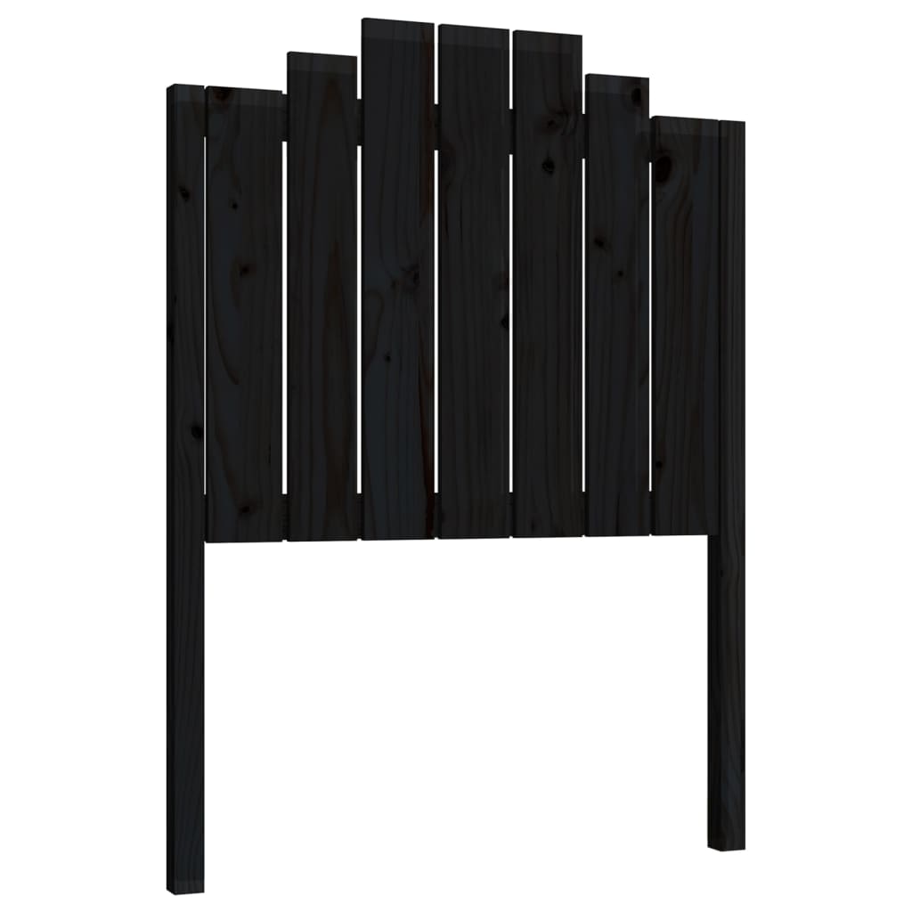 Bed Headboard Black 81x4x110 cm Solid Wood Pine
