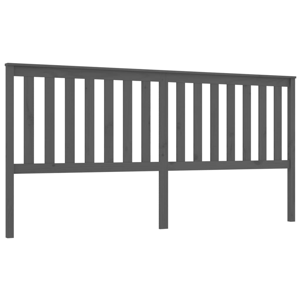Bed Headboard Grey 206x6x101 cm Solid Wood Pine