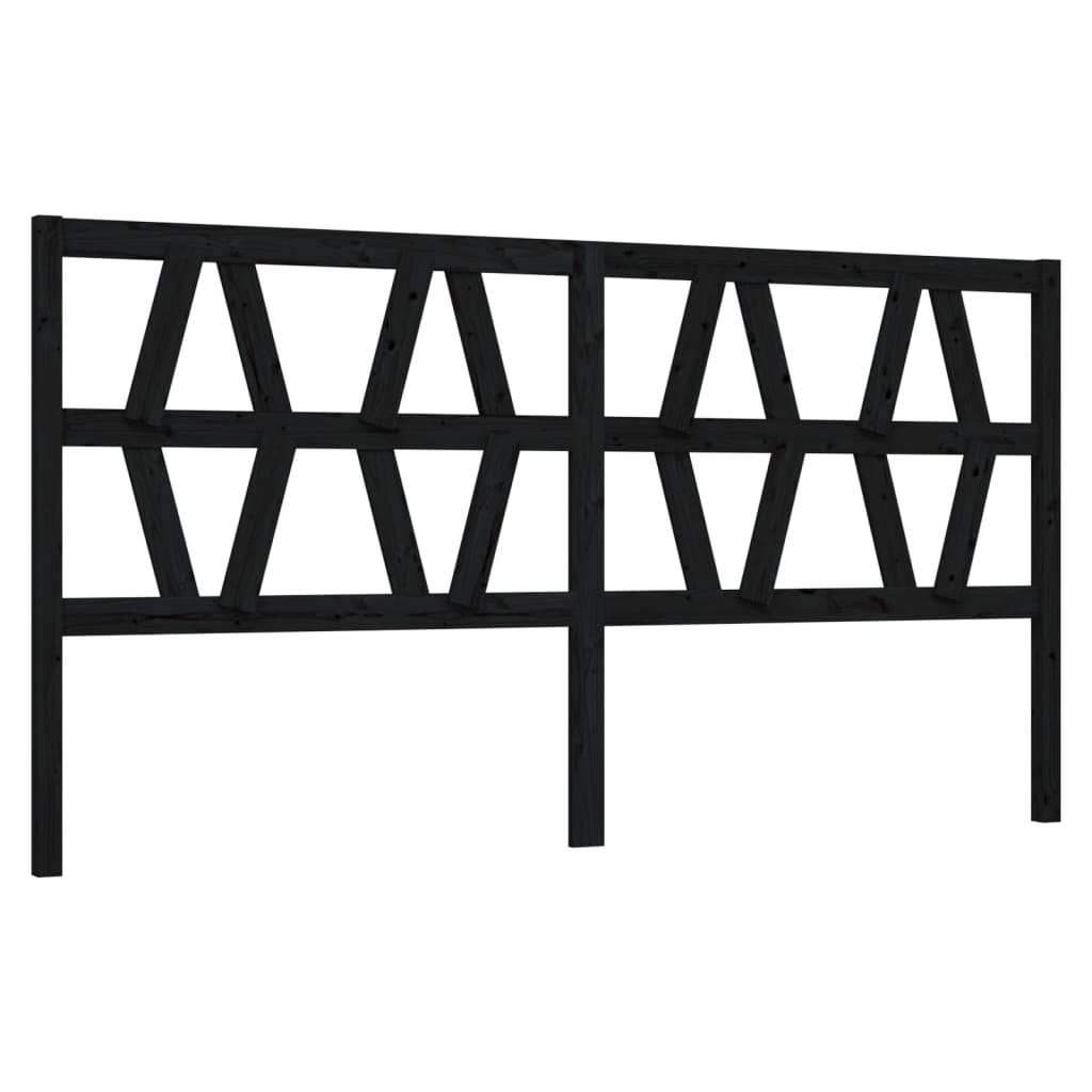 Bed Headboard Black 206x4x100 cm Solid Wood Pine