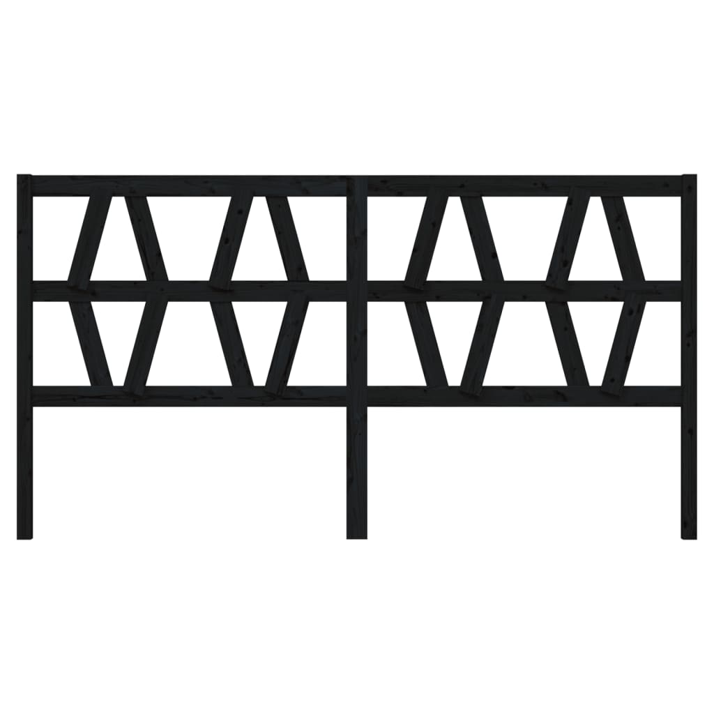 Bed Headboard Black 206x4x100 cm Solid Wood Pine