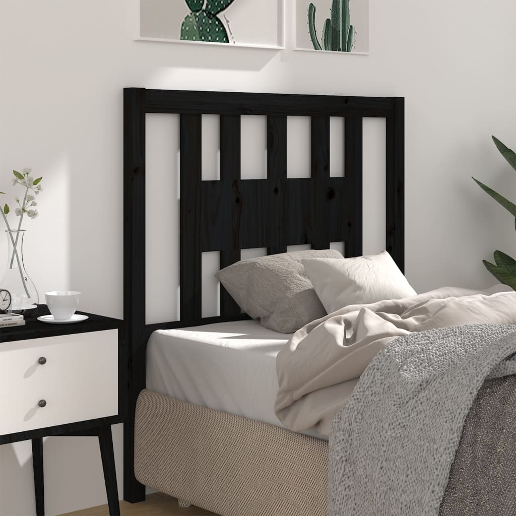 Headboard Black 106x4x100 cm Solid Wood Pine