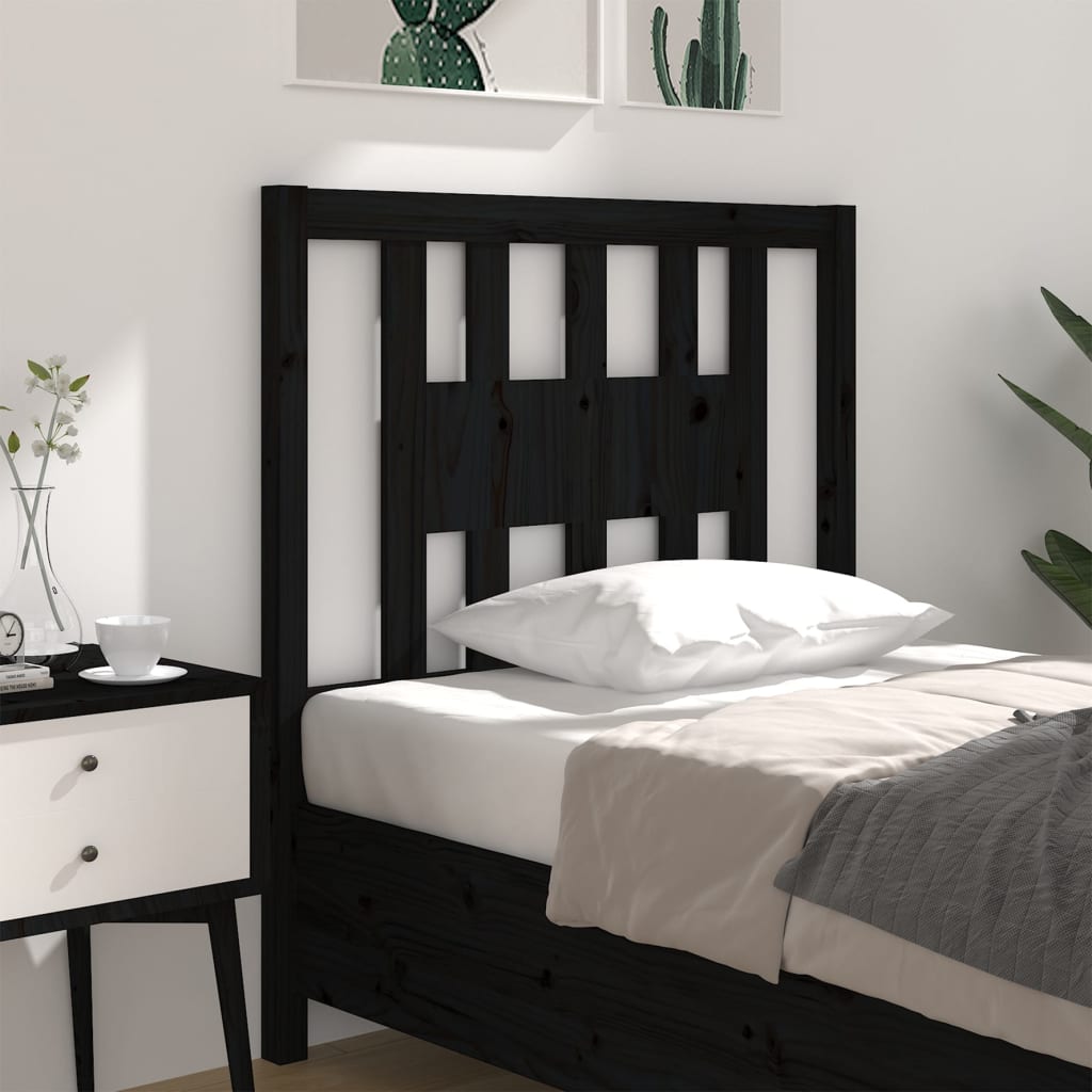Headboard Black 106x4x100 cm Solid Wood Pine