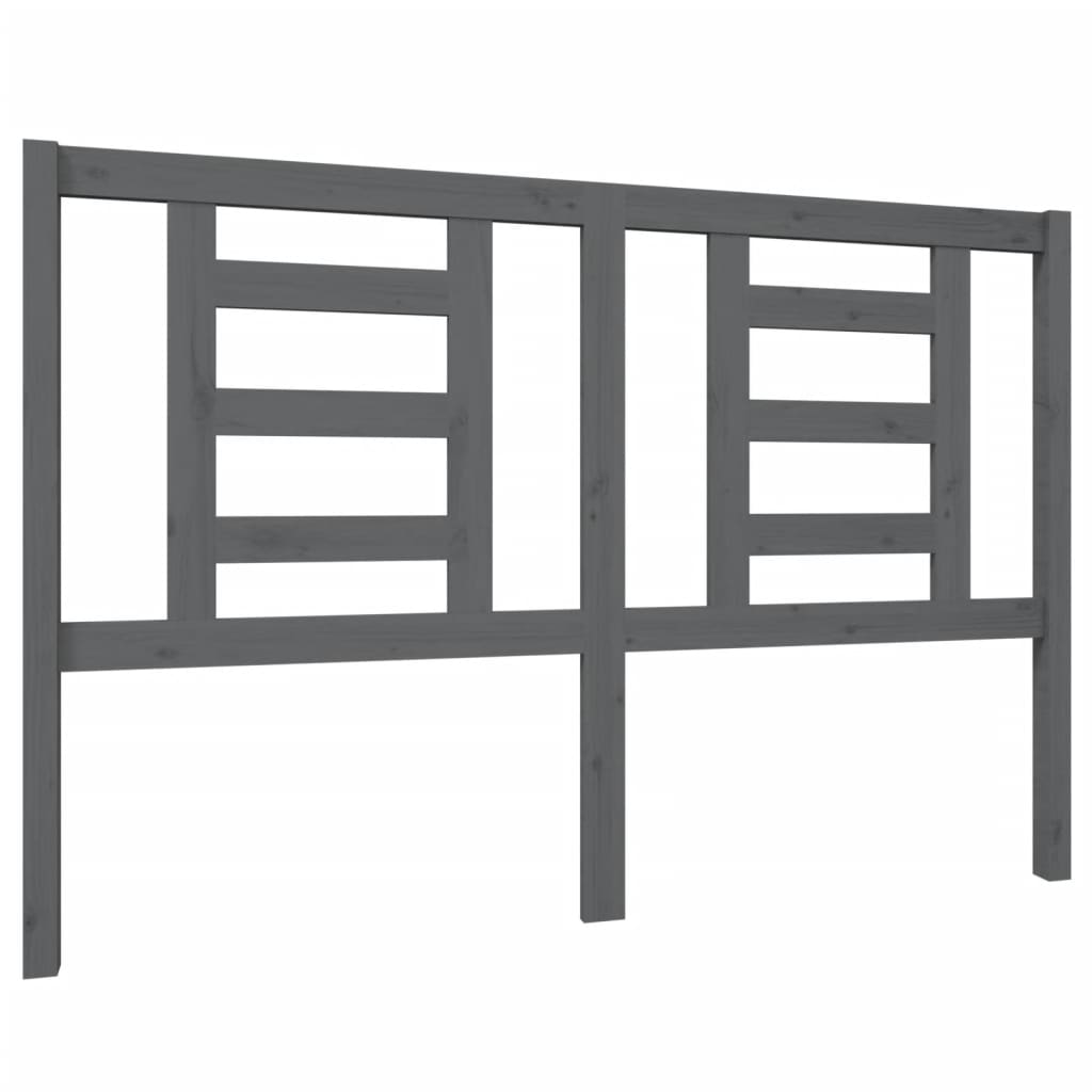 Bed Headboard Grey 146x4x100 cm Solid Wood Pine