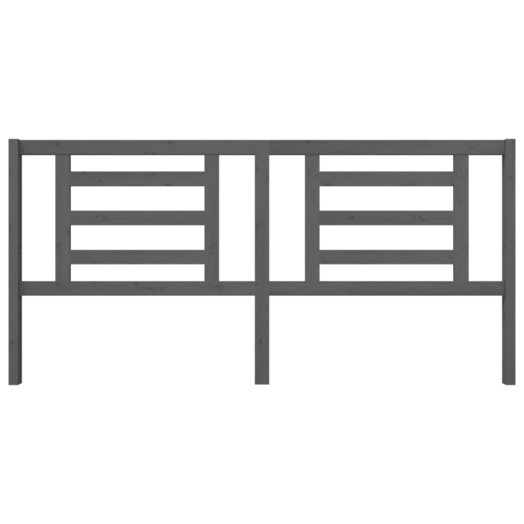Bed Headboard Grey 206x4x100 cm Solid Pine Wood