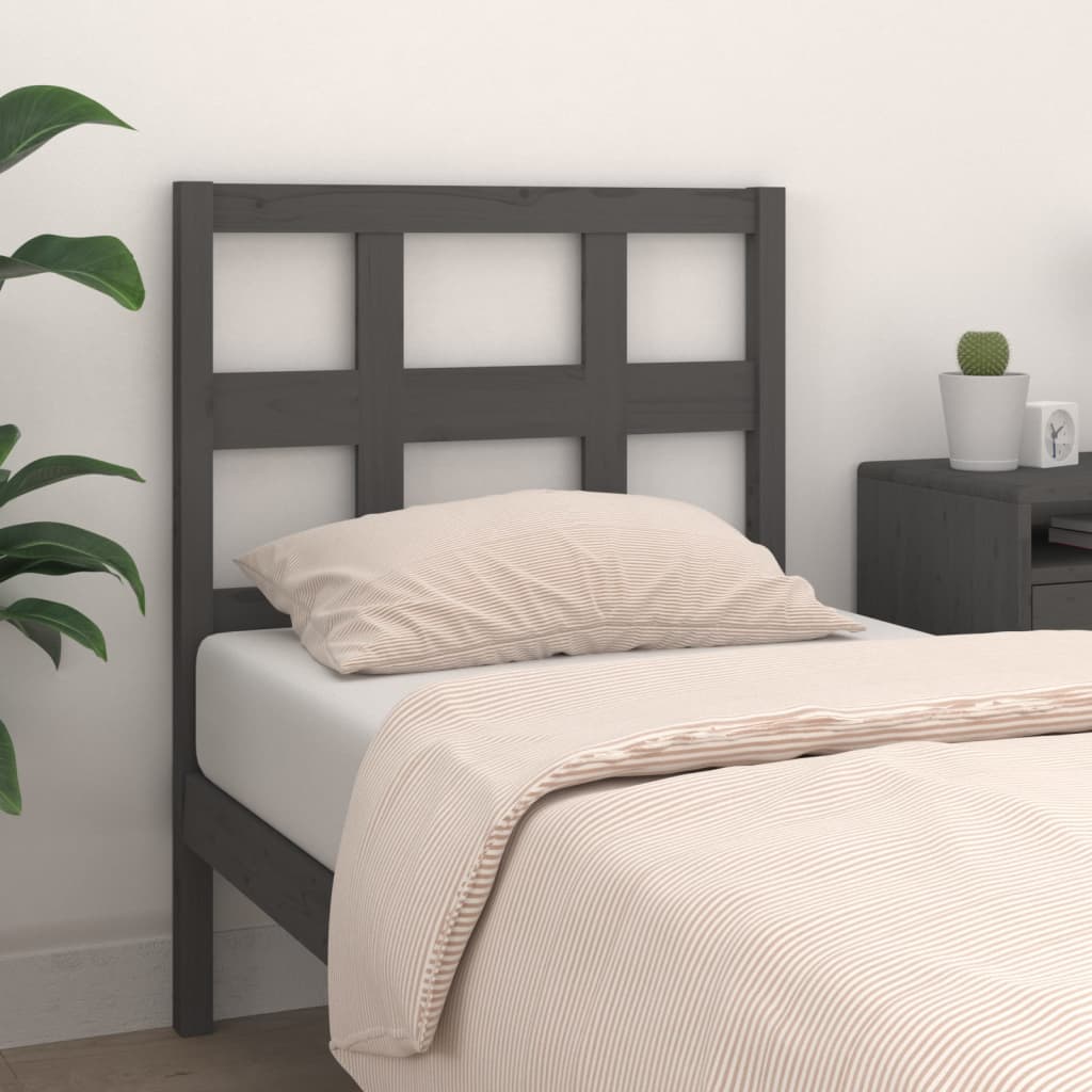 Bed Headboard Grey 80.5x4x100 cm Solid Wood Pine