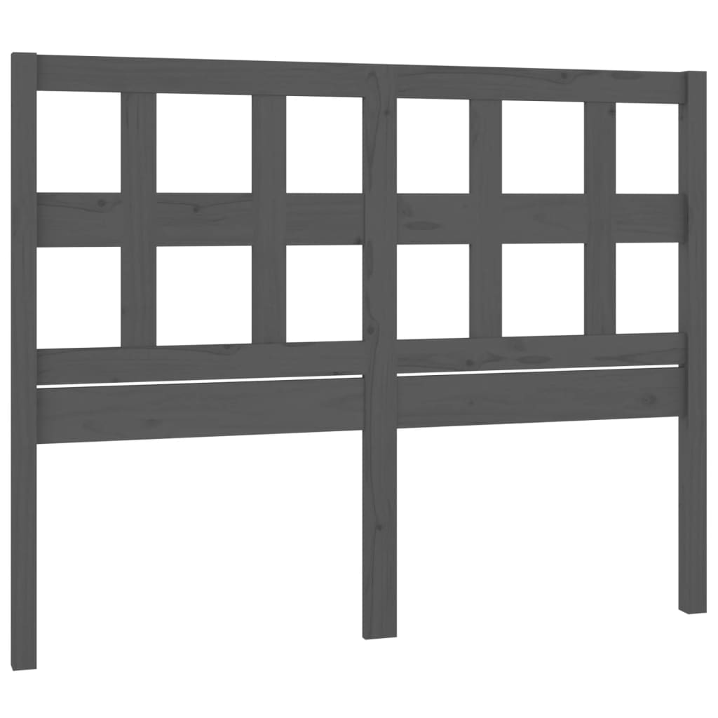 Bed Headboard Grey 125.5x4x100 cm Solid Wood Pine