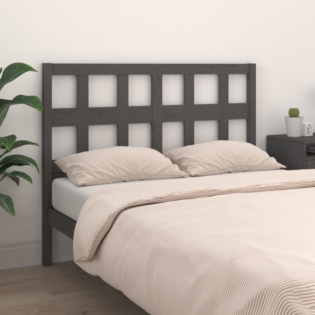 Bed Headboard Grey 145.5x4x100 cm Solid Wood Pine