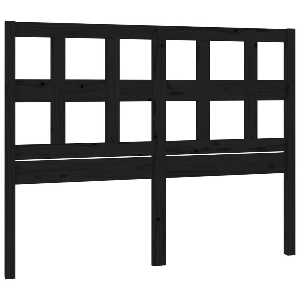 Bed Headboard Black 205.5x4x100 cm Solid Wood Pine