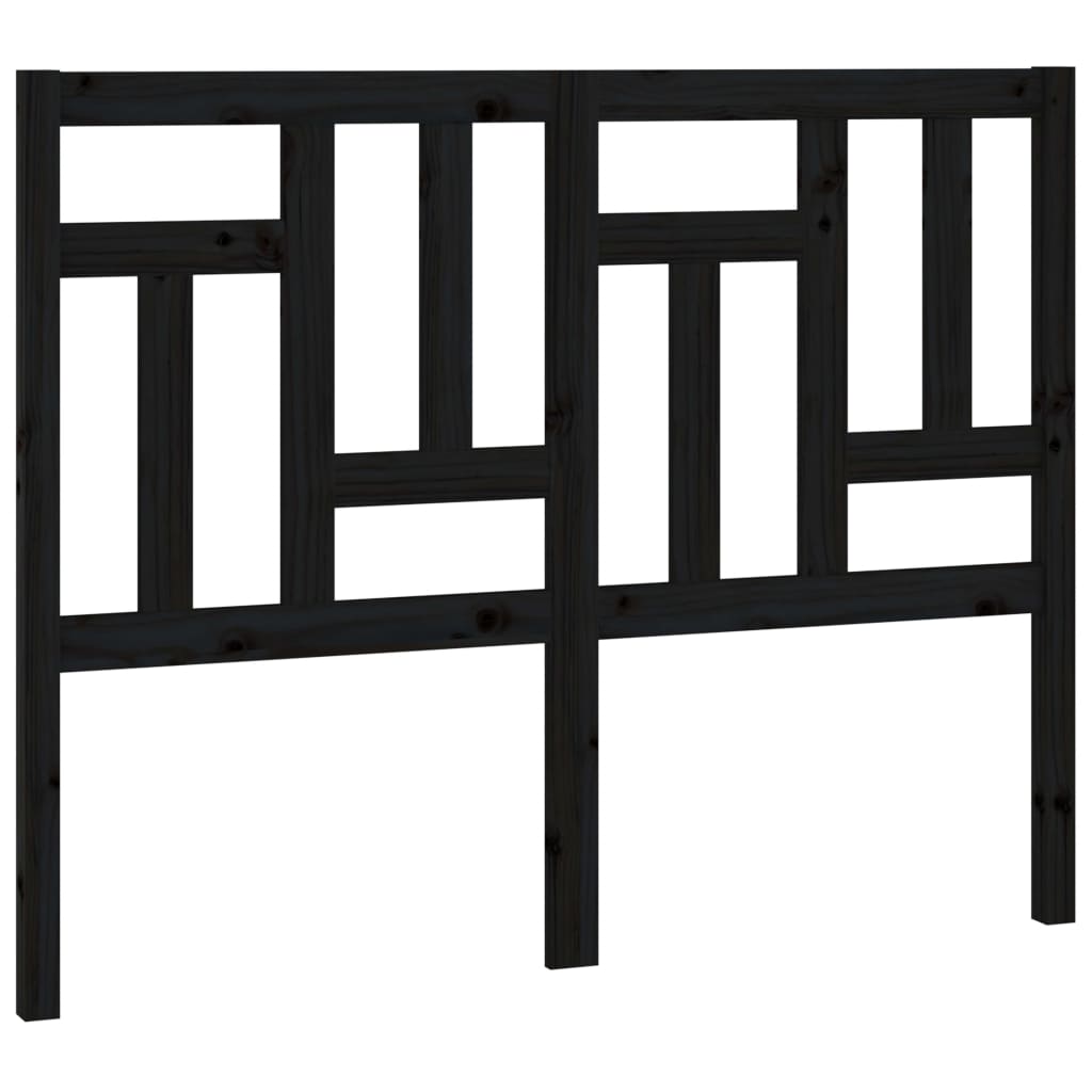 Bed Headboard Black 205.5x4x100 cm Solid Wood Pine