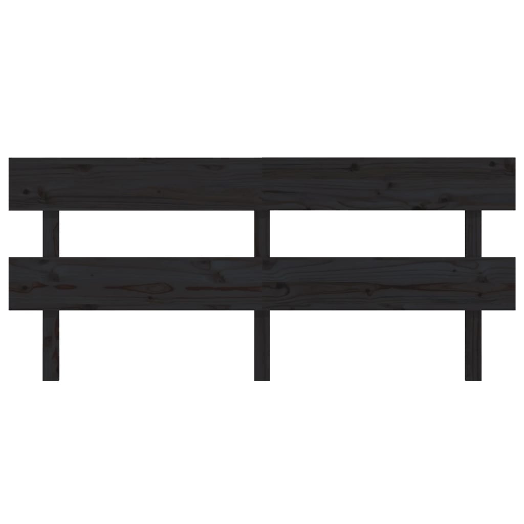 Bed Headboard Black 204x3x81 cm Solid Wood Pine