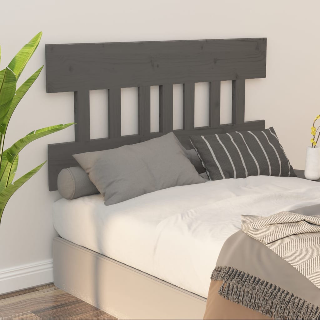 Bed Headboard Grey 143.5x3x81 cm Solid Wood Pine