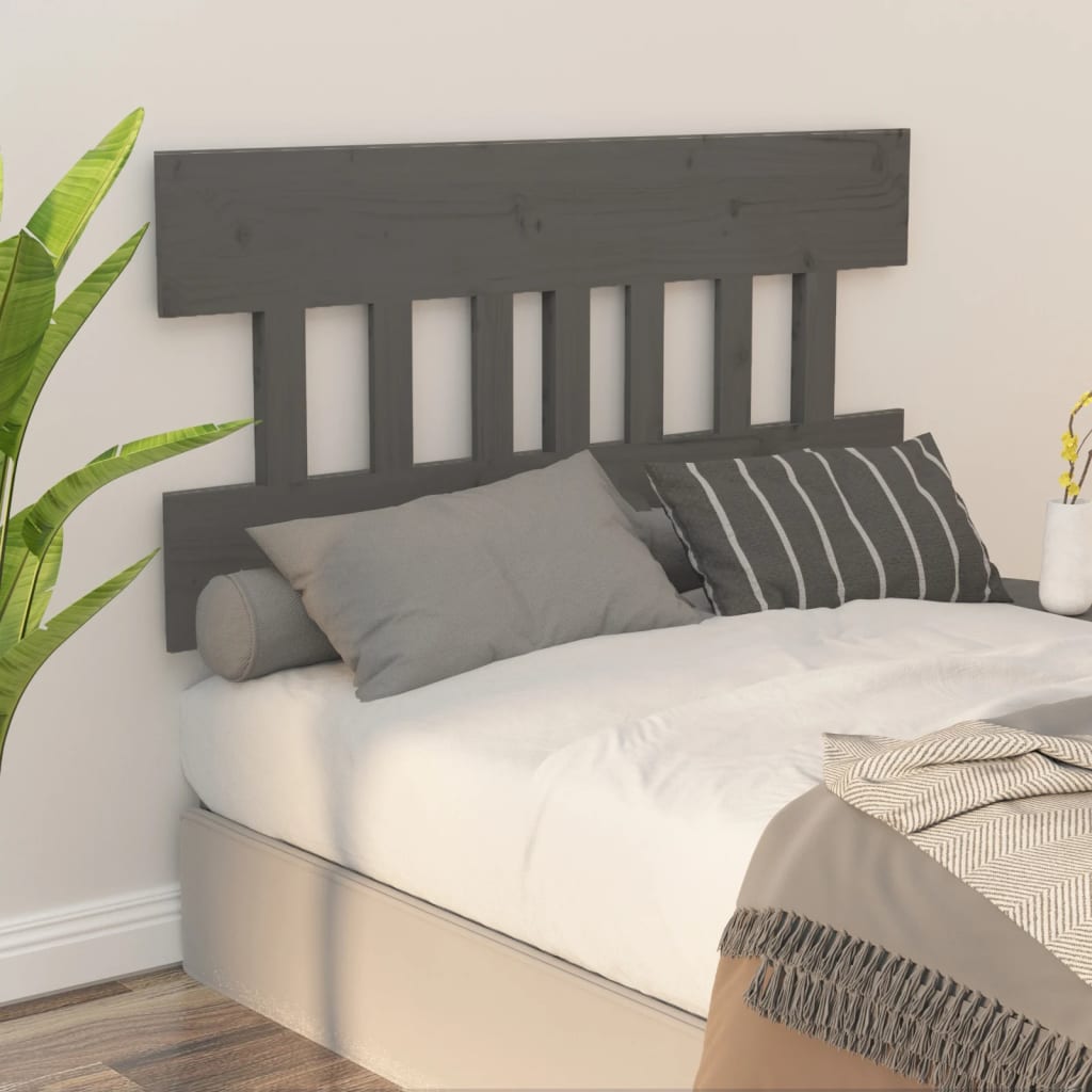 Bed Headboard Grey 153.5x3x81 cm Solid Wood Pine