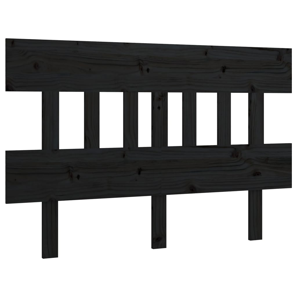 Bed Headboard Black 203.5x3x81 cm Solid Wood Pine