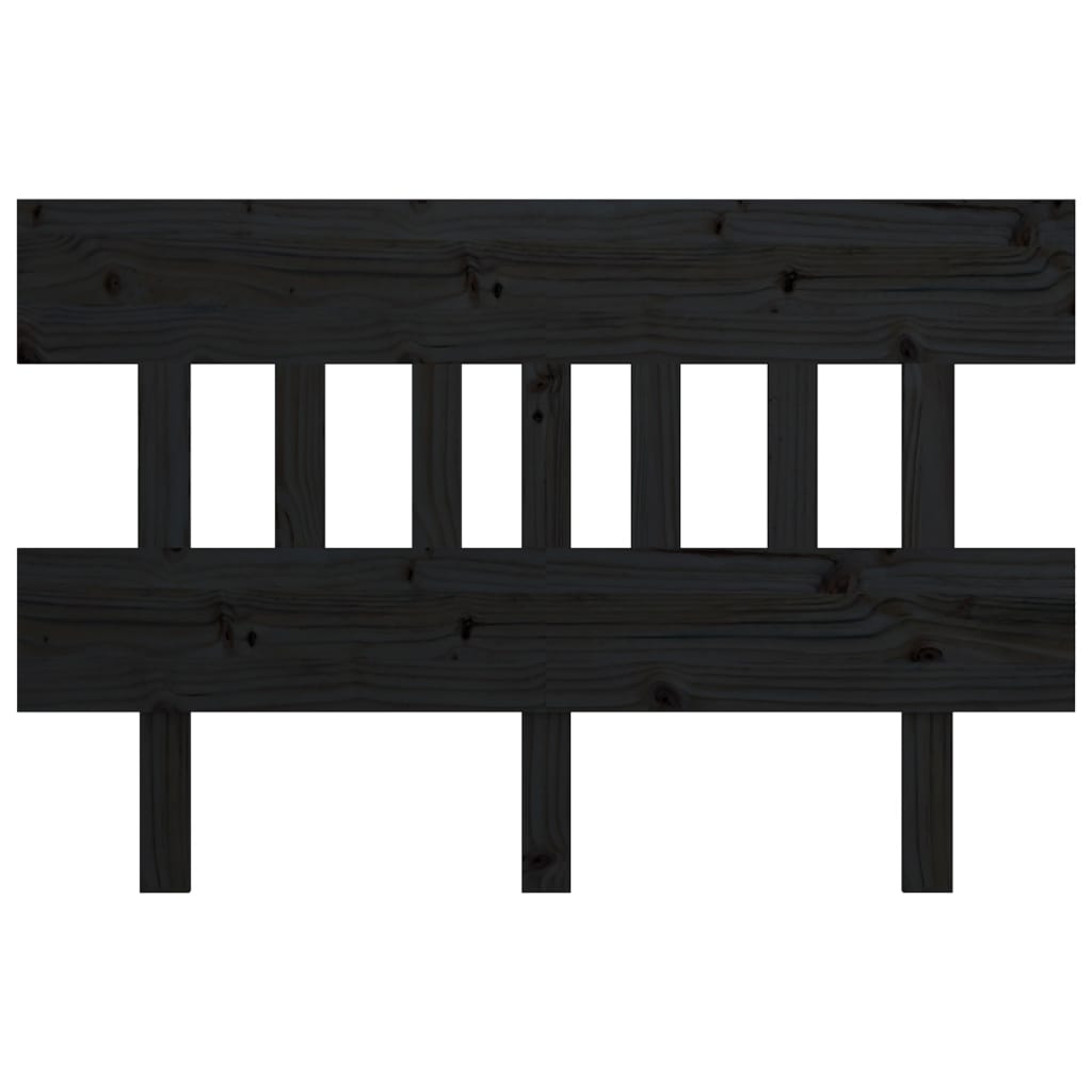 Bed Headboard Black 203.5x3x81 cm Solid Wood Pine