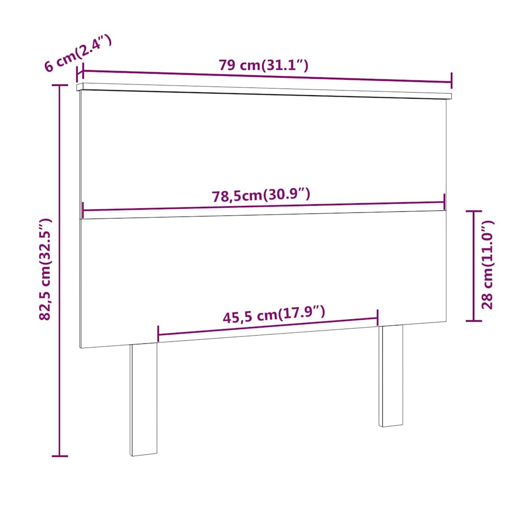 Bed Headboard 79x6x82.5 cm Solid Wood Pine