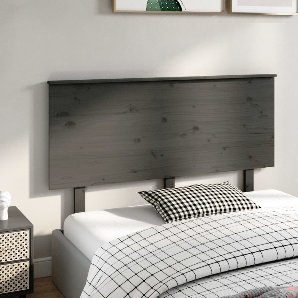 Bed Headboard Grey 144x6x82.5 cm Solid Wood Pine