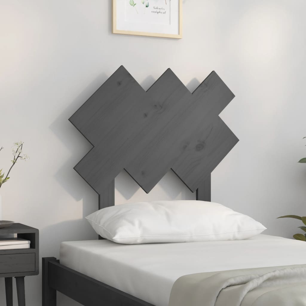 Bed Headboard Grey 72.5x3x81 cm Solid Wood Pine