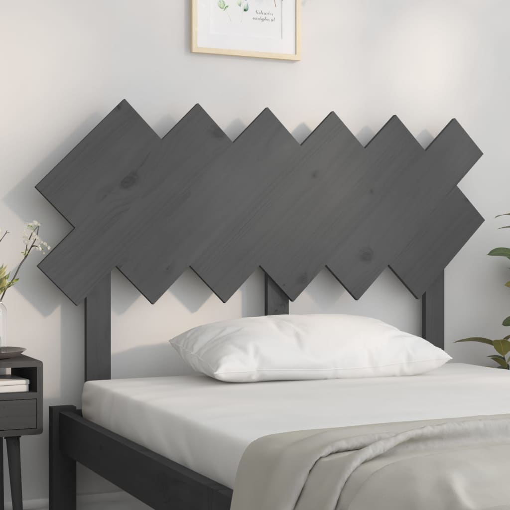 Bed Headboard Grey 122.5x3x80.5 cm Solid Wood Pine