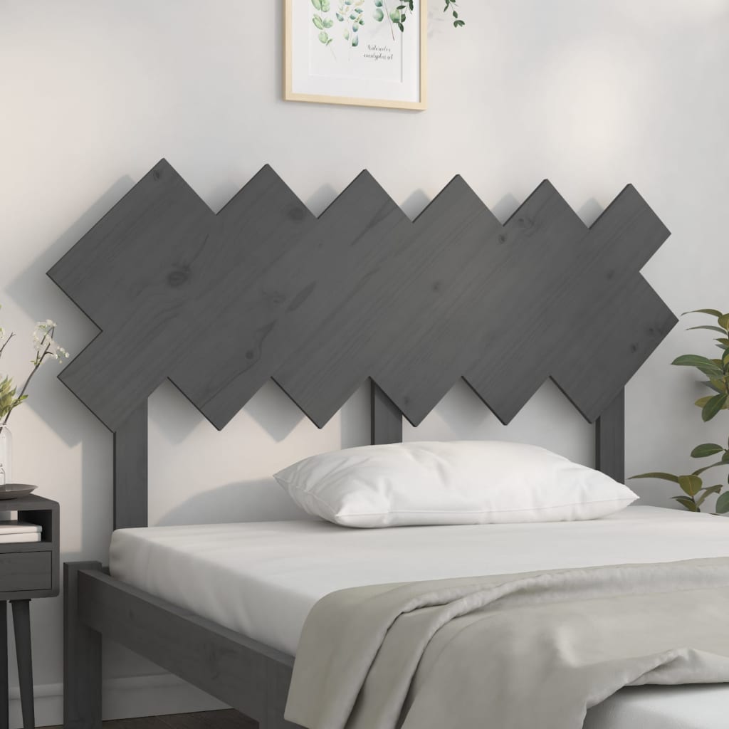 Bed Headboard Grey 132x3x81 cm Solid Wood Pine