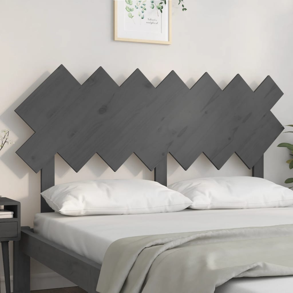 Bed Headboard Grey 141x3x80.5 cm Solid Wood Pine