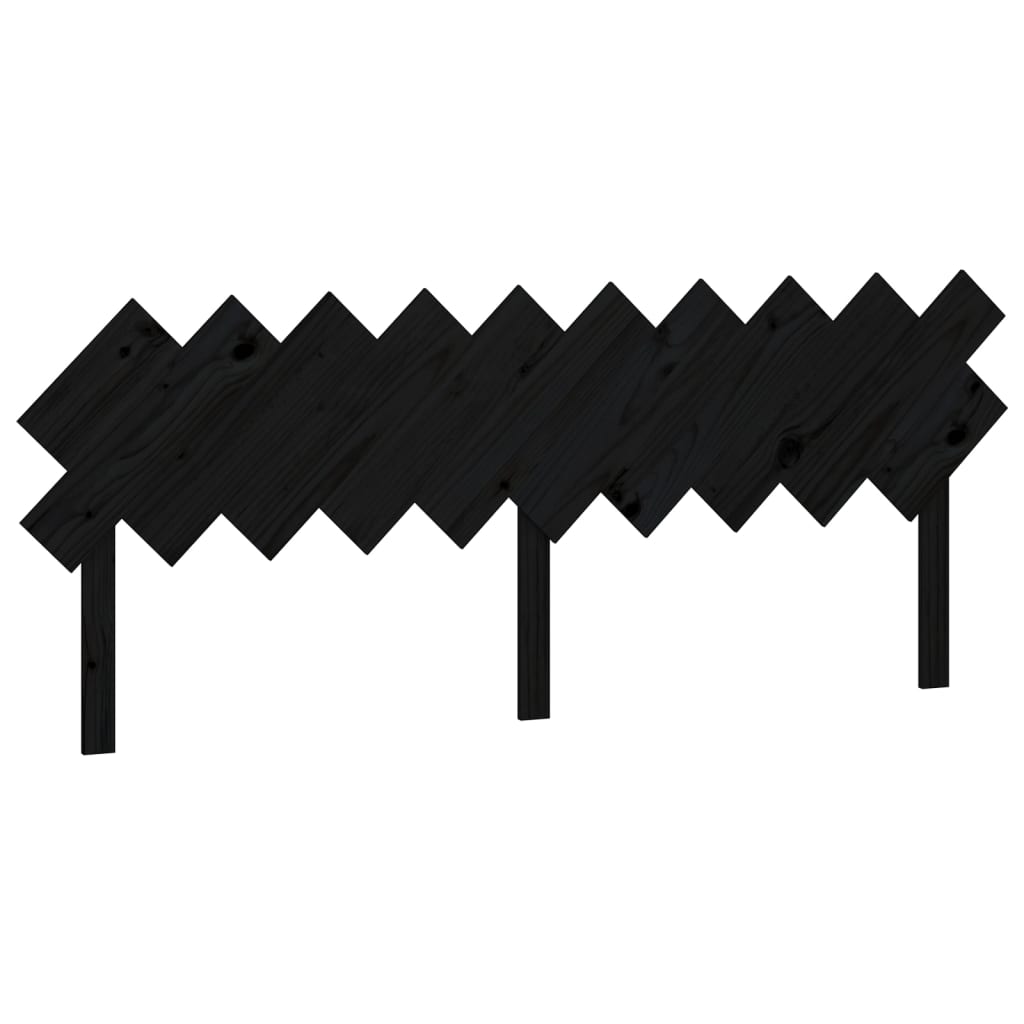 Bed Headboard Black 196x3x80.5 cm Solid Wood Pine