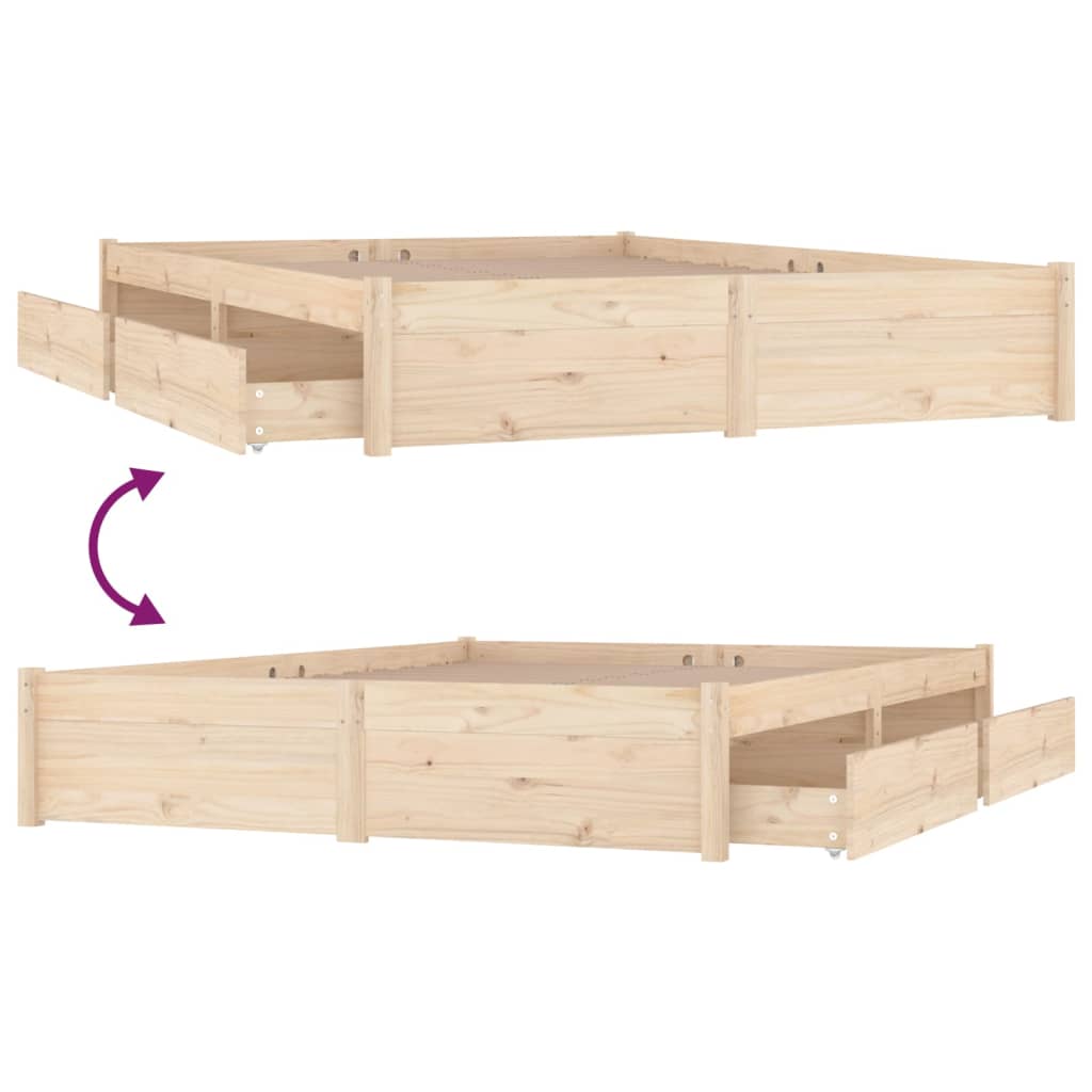 3103513 vidaXL Bed Frame without Mattress with Drawers 140x200 cm (814949+814999)