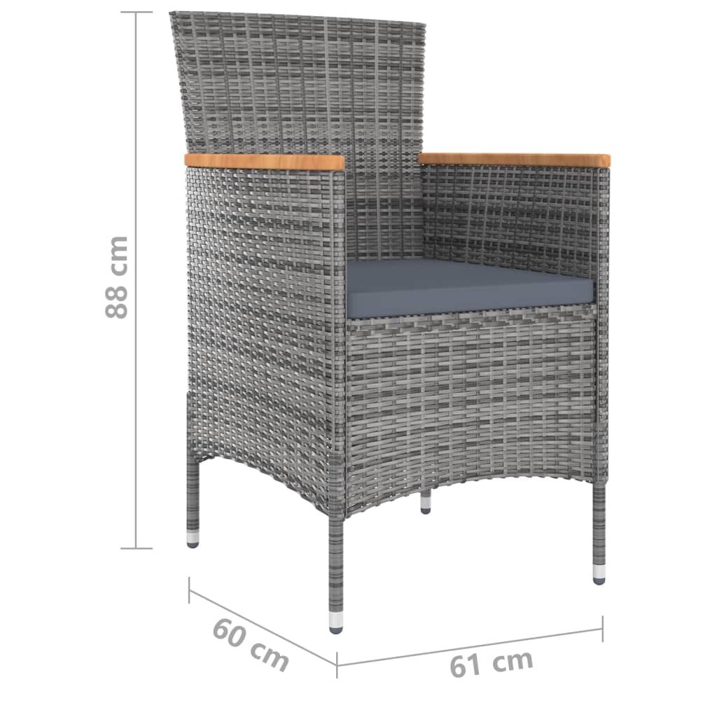 11 Piece Garden Dining Set with Cushions Grey