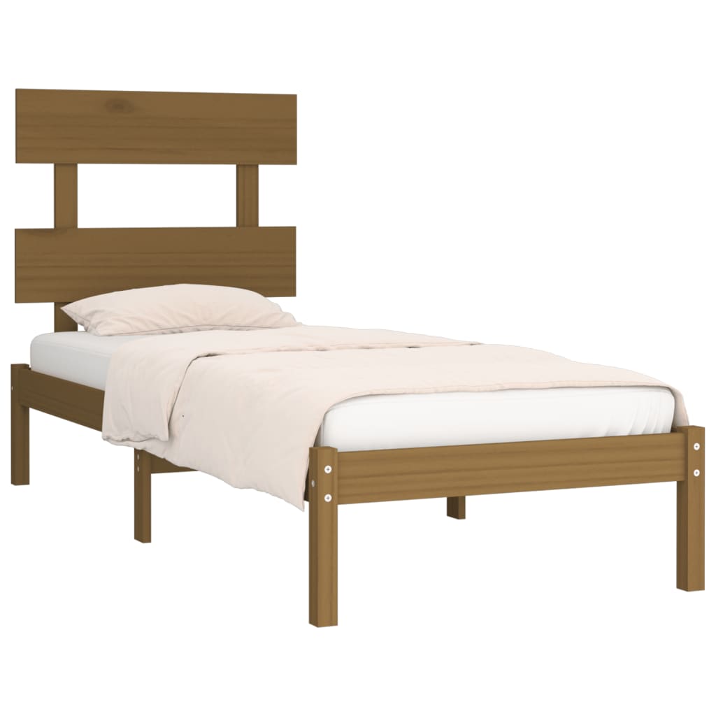 Bed Frame without Mattress Honey Brown 100x200 cm Solid Wood