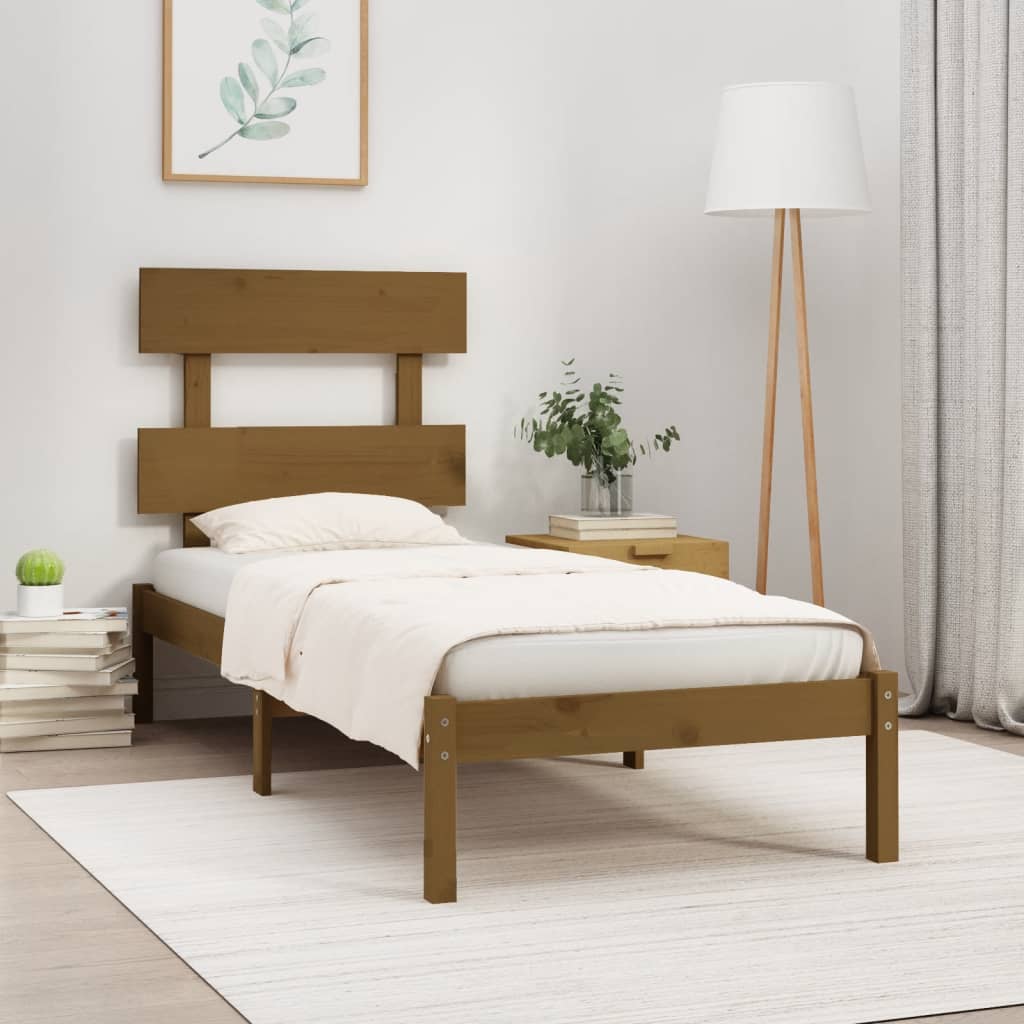Bed Frame without Mattress Honey Brown 100x200 cm Solid Wood