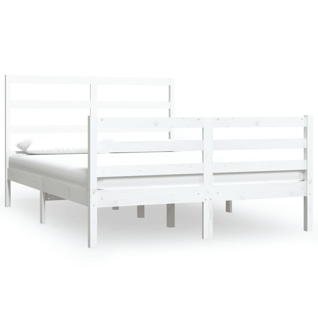 Bed Frame without Mattress White Solid Wood Pine 120x190 cm Small Double