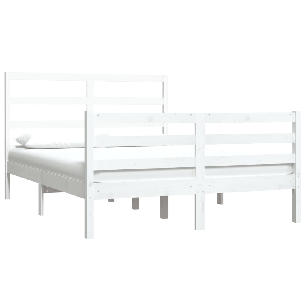 Bed Frame without Mattress White Solid Wood Pine 120x190 cm Small Double