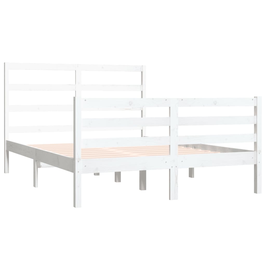 Bed Frame without Mattress White Solid Wood Pine 120x190 cm Small Double