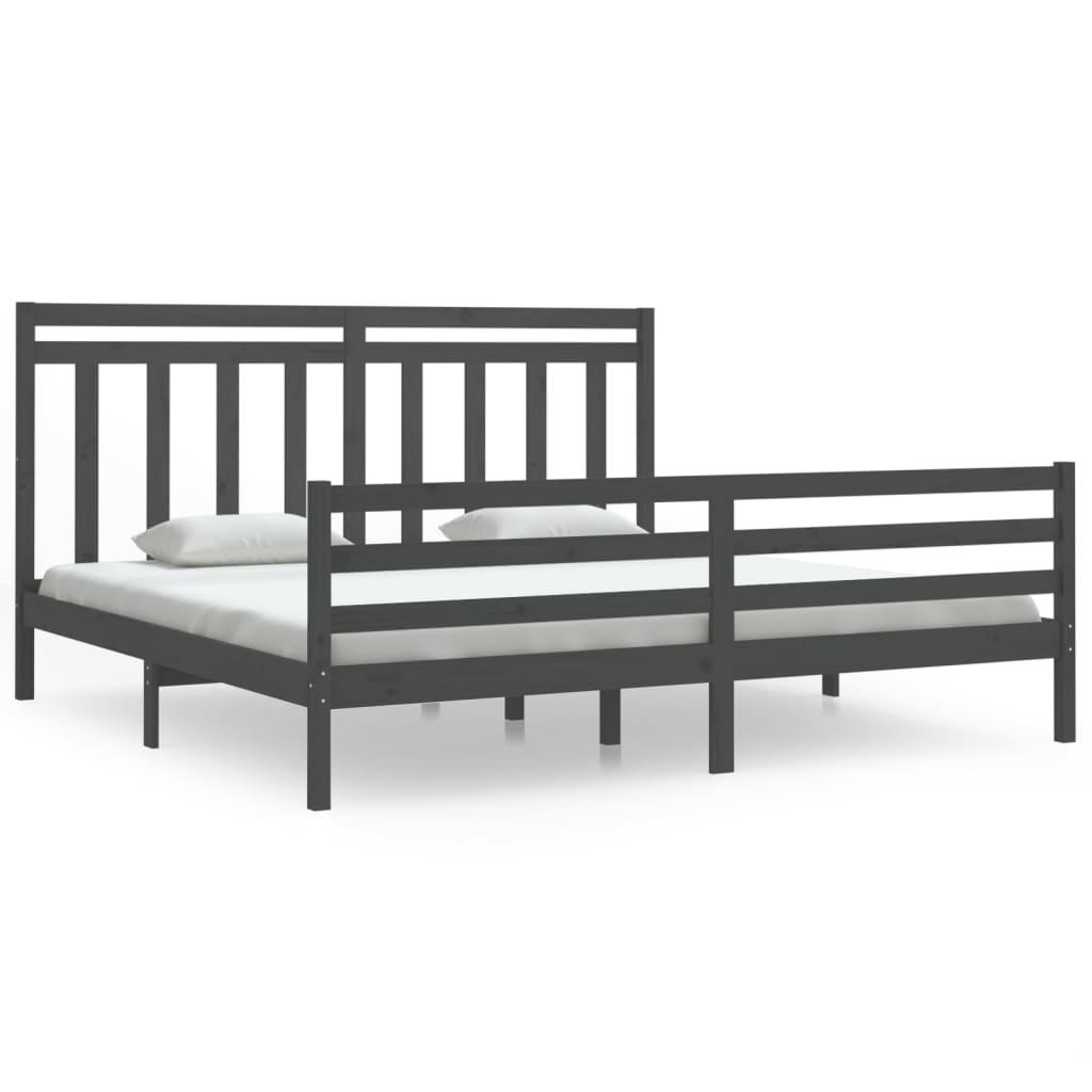 Bed Frame without Mattress Grey 200x200 cm Solid Wood