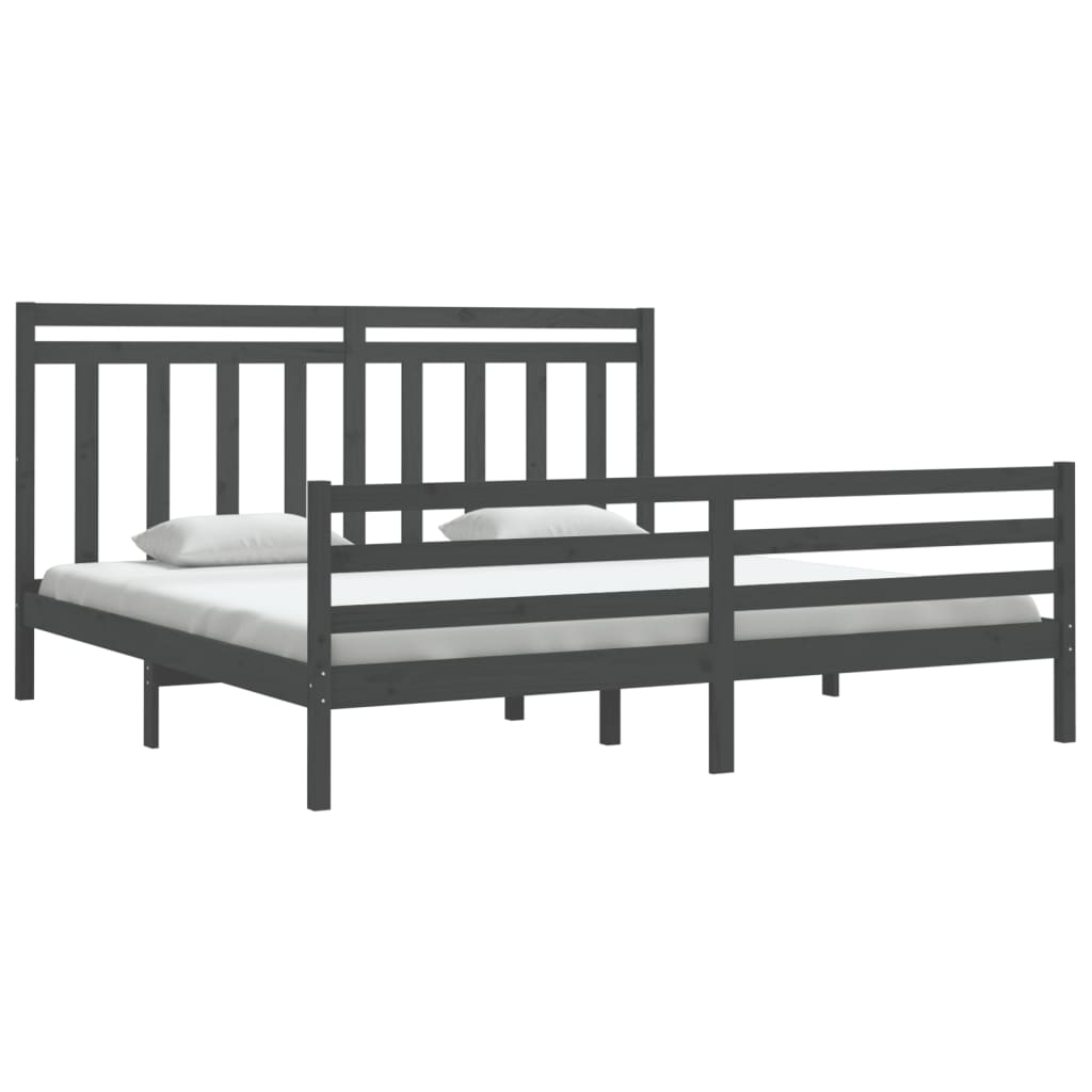 Bed Frame without Mattress Grey 200x200 cm Solid Wood