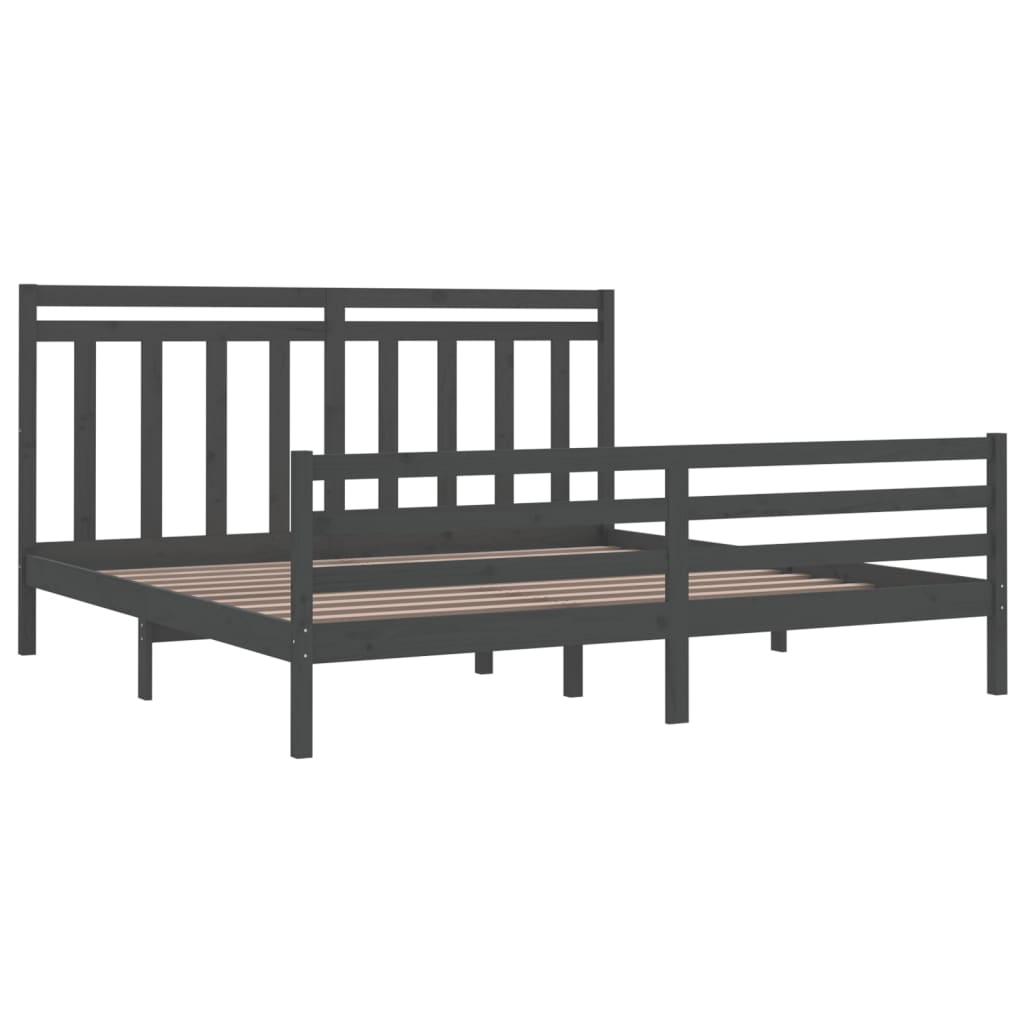 Bed Frame without Mattress Grey 200x200 cm Solid Wood