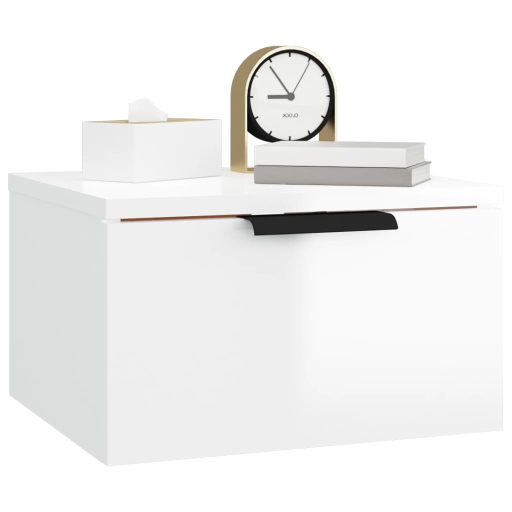 Wall-mounted Bedside Cabinet High Gloss White 34x30x20 cm