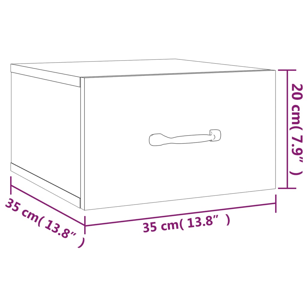 Wall-mounted Bedside Cabinet High Gloss White 35x35x20 cm