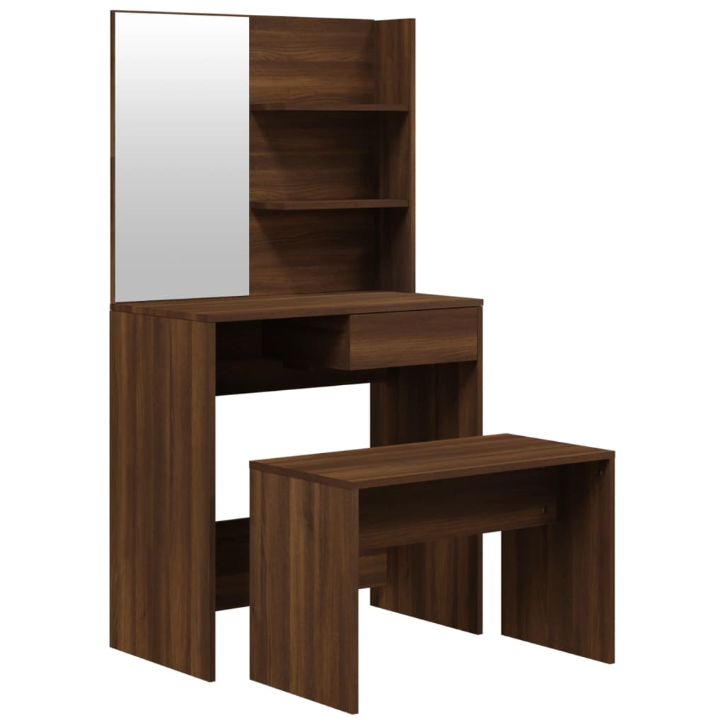 Dressing Table Set Brown Oak 74.5x40x141 cm