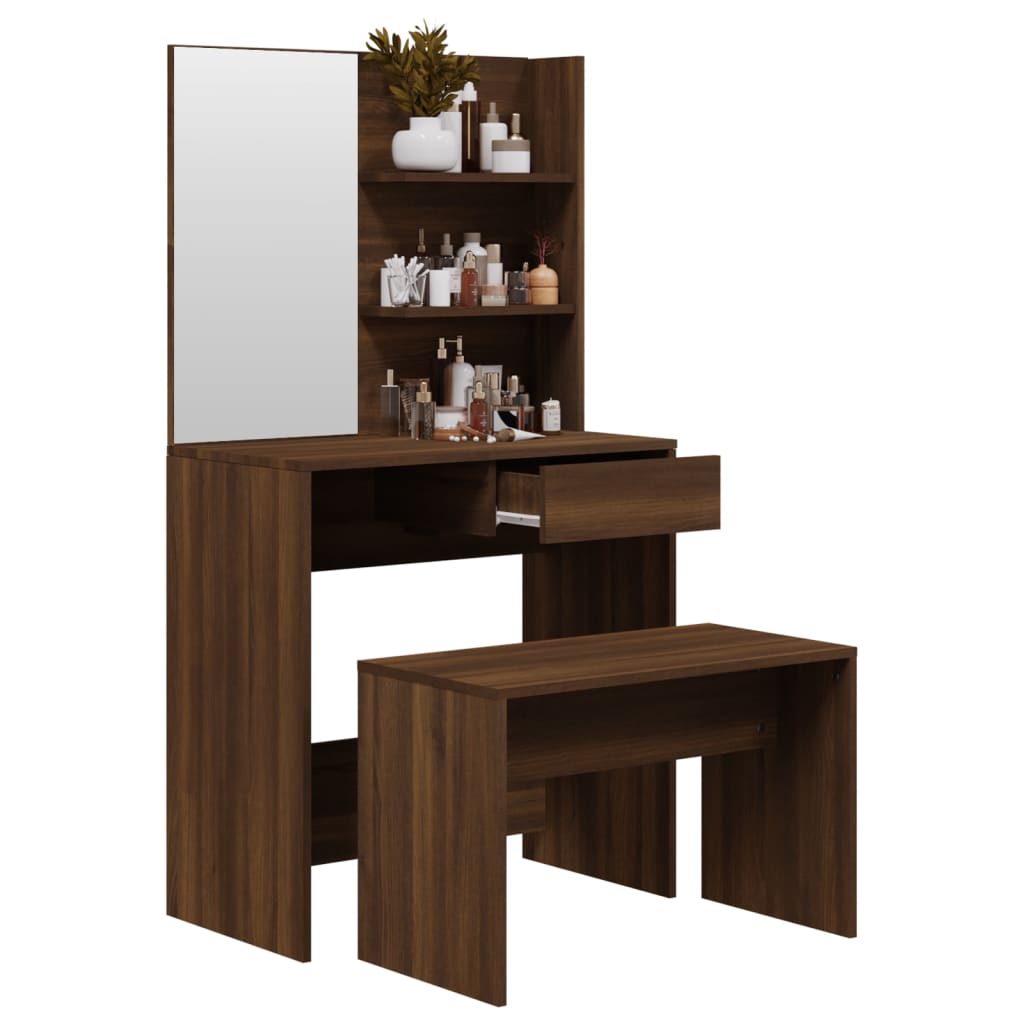 Dressing Table Set Brown Oak 74.5x40x141 cm