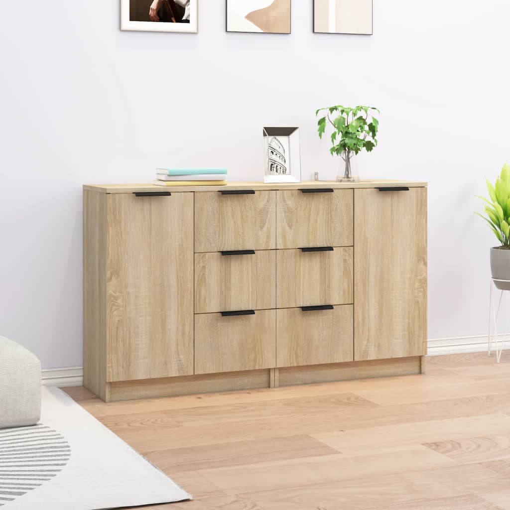 Sideboards 2 pcs Sonoma Oak 60x30x70 cm Engineered Wood