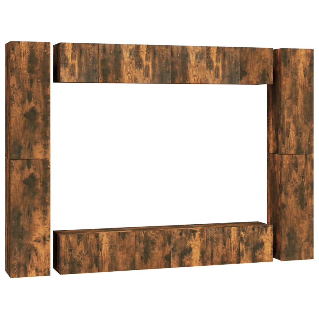 10 Piece TV Cabinet Set Smoked Oak Engineered Wood